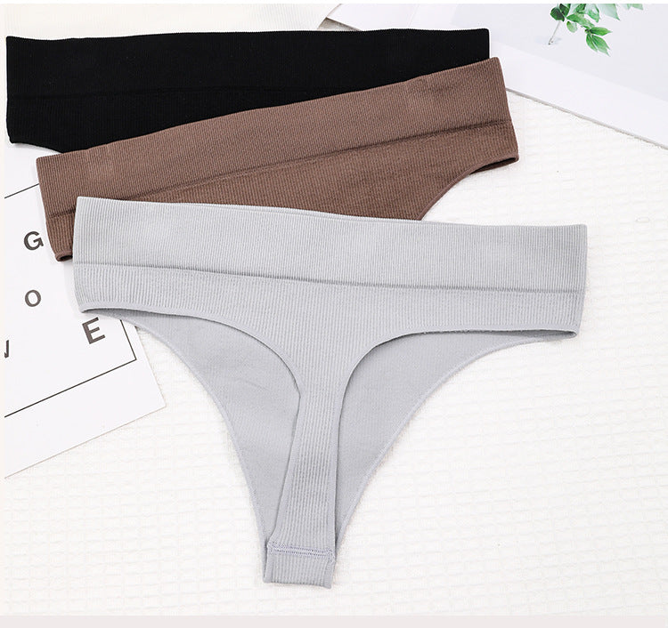 Freedombeauty | New Girl Hip Lifting Underwear Sports Sexy TT Pants Elastic Seamless Solid Color Low Waist plus Size T-Back Women