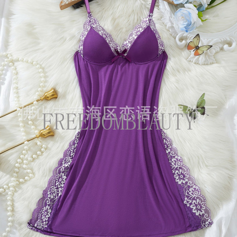 Freedombeauty | Sexy Women's Lingerie Fashion Sexy Charm Temptation Sweet Pure Desire Wind Strap Pajamas Nightdress