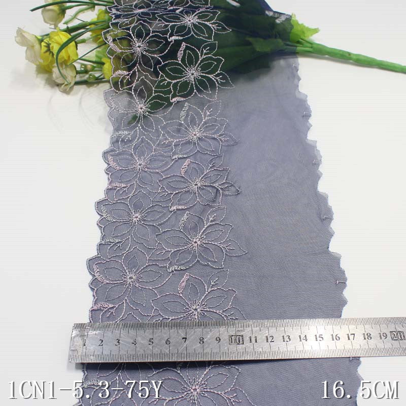 Freedombeauty | Blue Unilateral Polyester Thread Flowers Print Embroidery Lace DIY Curtain Sofa Cushion Lace Accessories