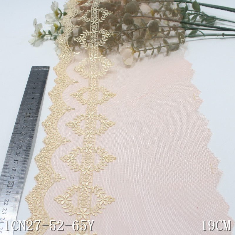 freedombeauty|Two-tone Single-sided French Delicate Wreath Mesh Embroidery Curtain Sofa Cushion Lace Trim DIY Accessories