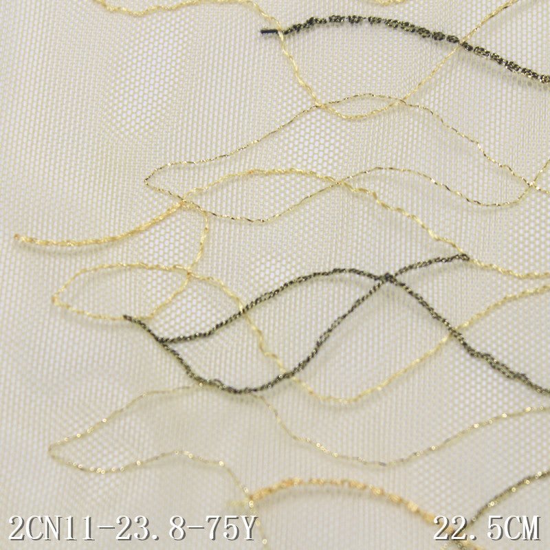 freedombeauty|Yellow Multi-Wave Line Mesh Embroidery 22cm Curtain Sofa Cushion Lace Trim DIY Accessories