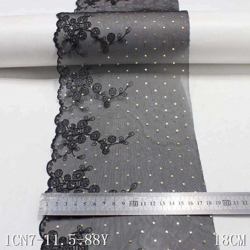 Freedombeauty | Black Classic Single Side Polyester Thread Spot Embroidery Lace DIY Accessories Curtain Mother Dress Lace