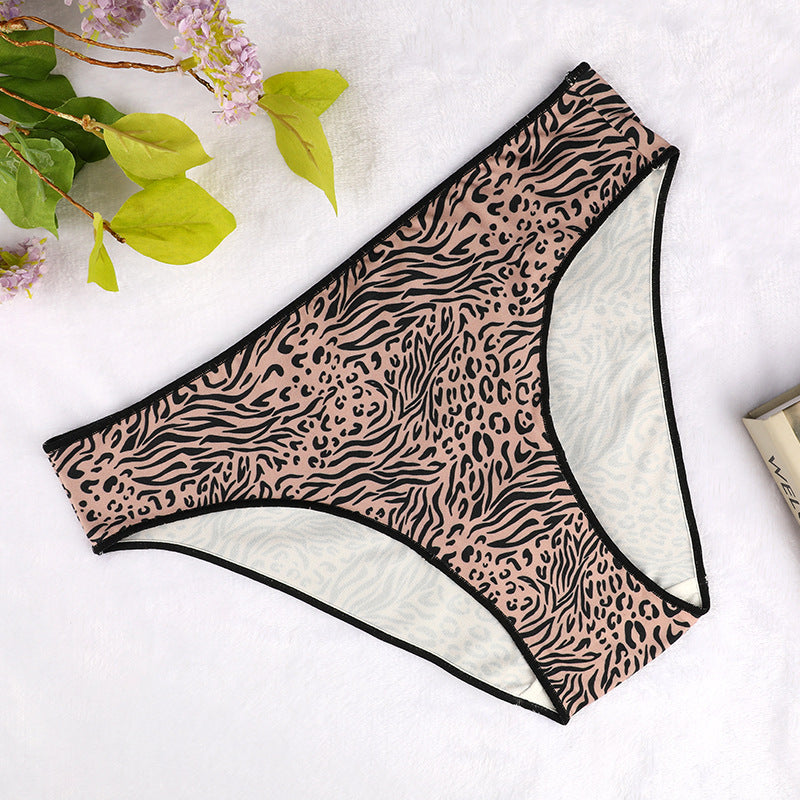 Freedombeauty | T-Back Women's High-Elastic Butterfly Print Leopard Print Low Waist Pure Cotton Underwear Bamboo Velvet Comfortable Hip Lift