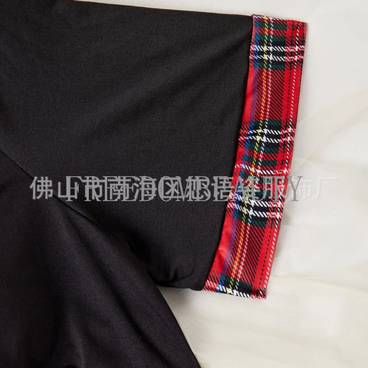 Freedombeauty | Fashion Plaid New Sweet Pure Desire Wind Charm Short Sleeve Sexy Underwear Sexy Sleepwear