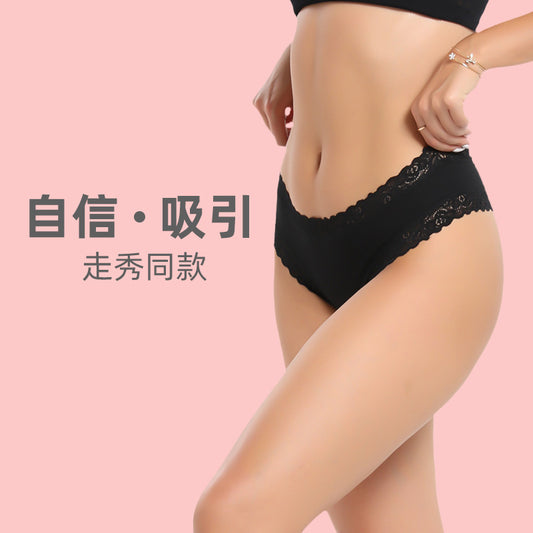 Freedombeauty | Catwalk Same Style Lace Underwear Women's Sexy Low Waist Pure Cotton Bottom Pure Desire Lace Briefs Generation Hair