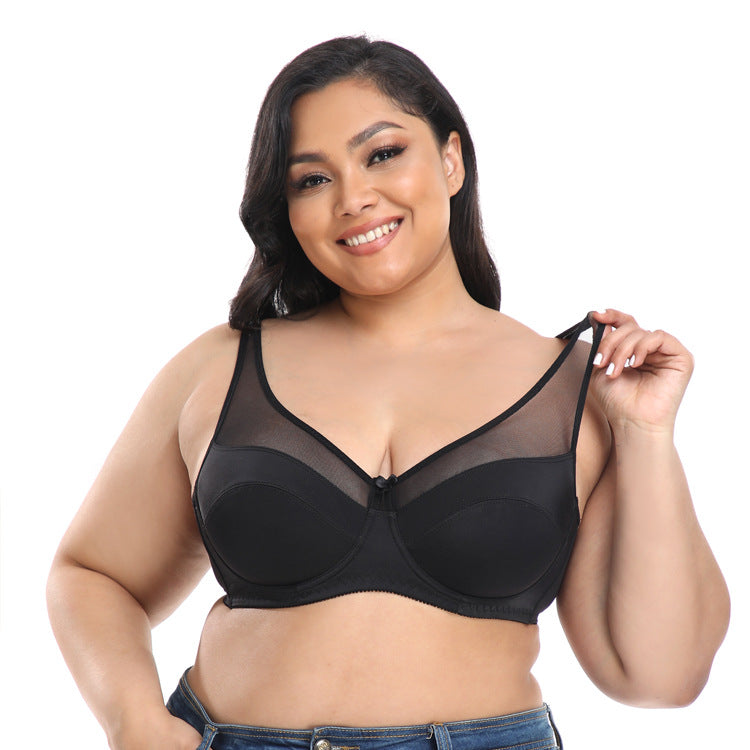 Freedombeauty | Transparent Lace Underwear for Women Ultra Thin Sexy plus Size European and American Chest Bra Drooping Big Chest for Plump Girls