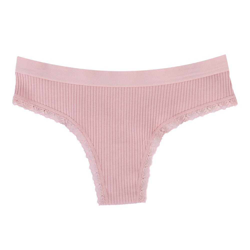 Freedombeauty | New Pure Cotton Underwear Women's T-Back Low Waist Sexy Briefs Thread Lace Bikini New