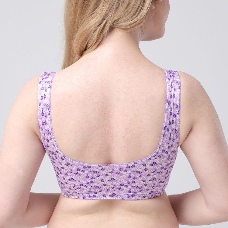 Freedombeauty | 2020 Spring Printed Lace Vest Bra plus Size Small Push up Accessory Breast Push up Bra Women European and American Fat People