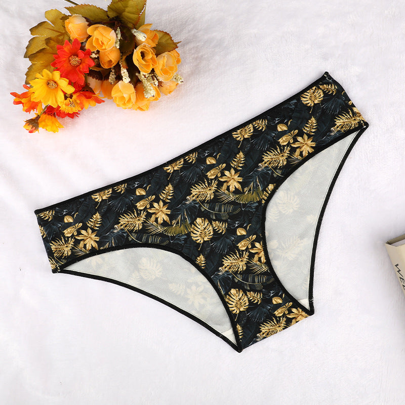 Freedombeauty | T-Back Women's High-Elastic Butterfly Print Leopard Print Low Waist Pure Cotton Underwear Bamboo Velvet Comfortable Hip Lift