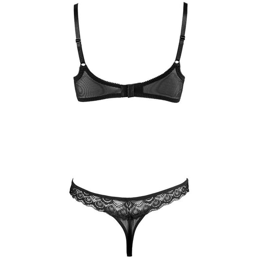 FREEDOMBEAUTY | FQ2655 Black Lace Tulle Mesh Rim Bra Panties Sexy Low Waist Hollow Thong Suit Female Pure Lust