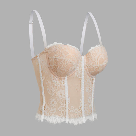 Freedombeauty. | Fish Bone bustier Sexy Lace cup bra Bottoming Vest corset Outer Wear Hot Girl Top Db113.