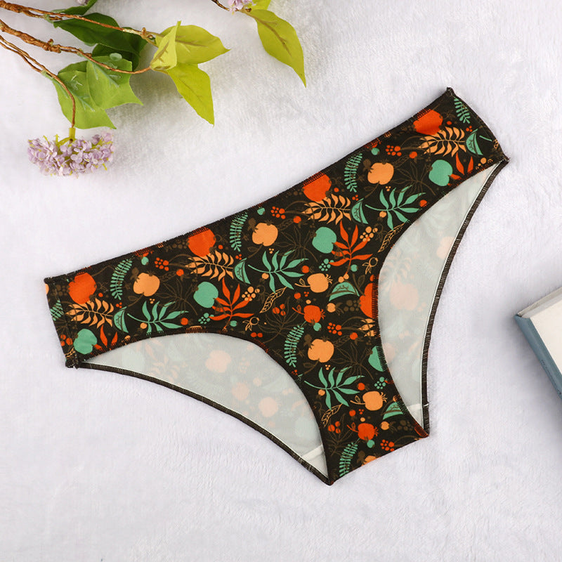 Freedombeauty | Printed Underwear Women's Cotton Bottom-Grade Low Waist Sexy Shorts Pattern Traceless Ventilation Briefs