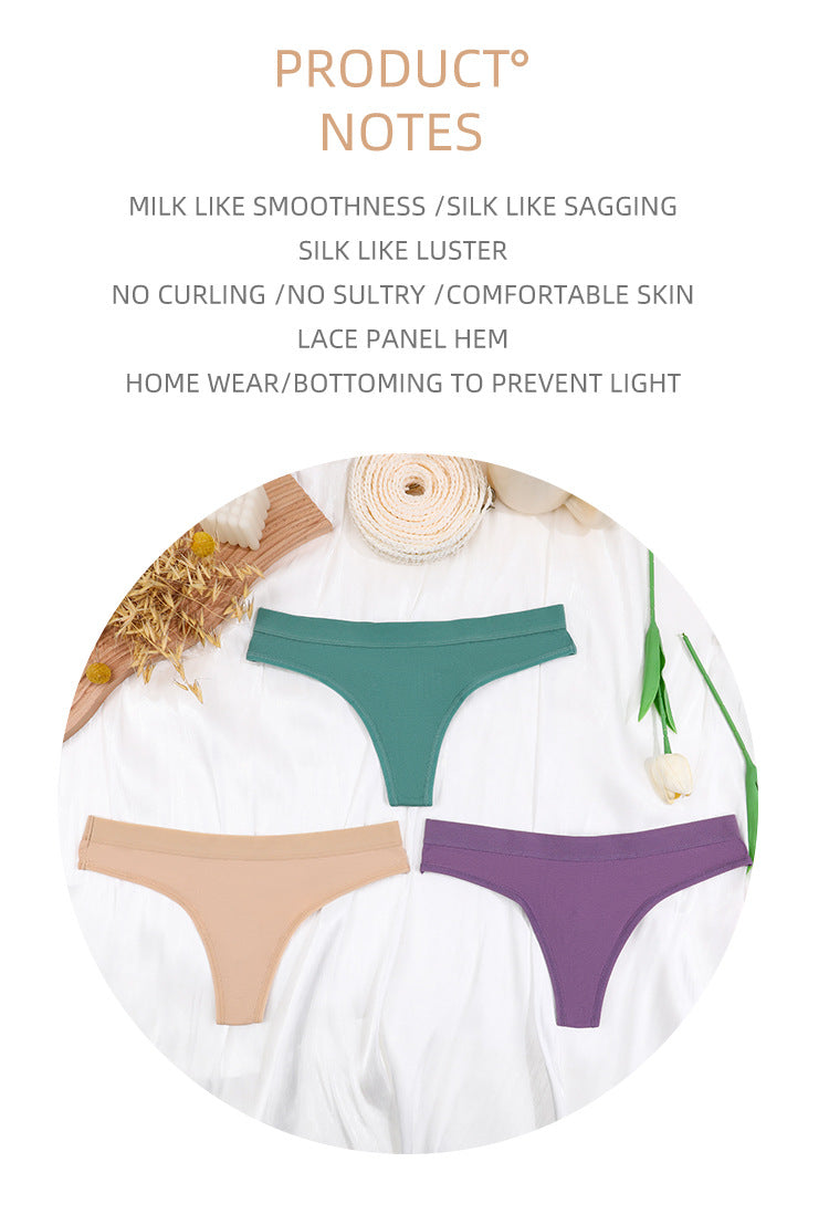 Freedombeauty | Solid Color plus Size Underwear Women's Cotton European and American T-Back Sexy Seamless Breathable Pure Desire Women's Briefs