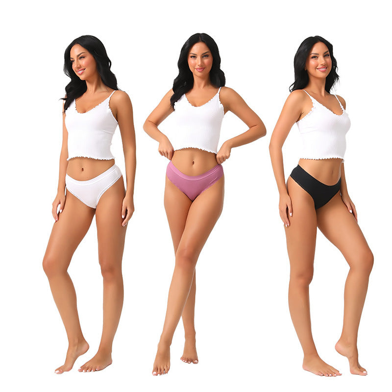 Freedombeauty | New Pure Cotton Underwear Women's T-Back Low Waist Sexy Briefs Thread Lace Bikini New
