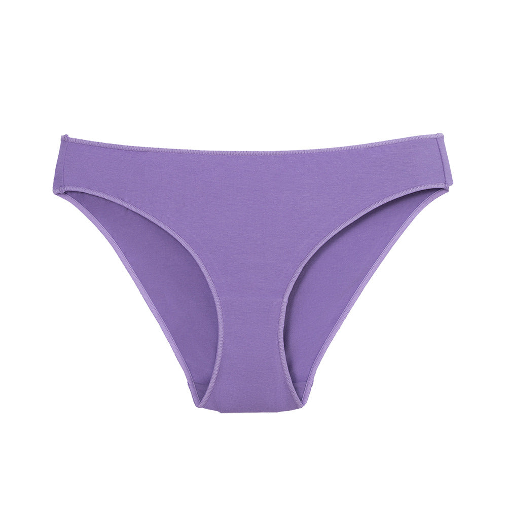 Freedombeauty | New Solid Color All Cotton Briefs 206 Breathable Women's Low Waist Sexy High Cut High Elastic Underwear