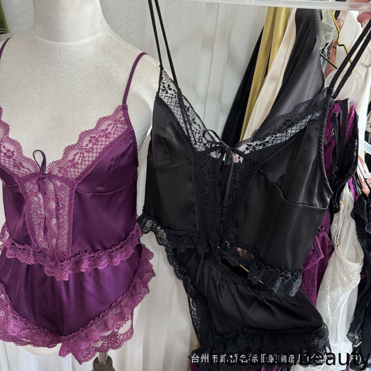 Freedombeauty | 70790 Chest Pad, Sexy Split Pajamas, Split Two-piece Set Pajamas, including Removable Chest Pad