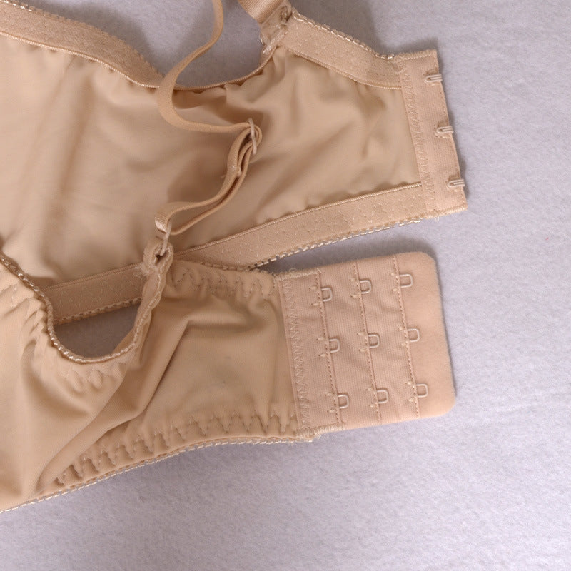 Freedombeauty | Dark Blue Full Cup plus Size Bra Thin Padded Cup Widened Shoulder Strap Sponge-Free Breasts Contracting Bra Bra