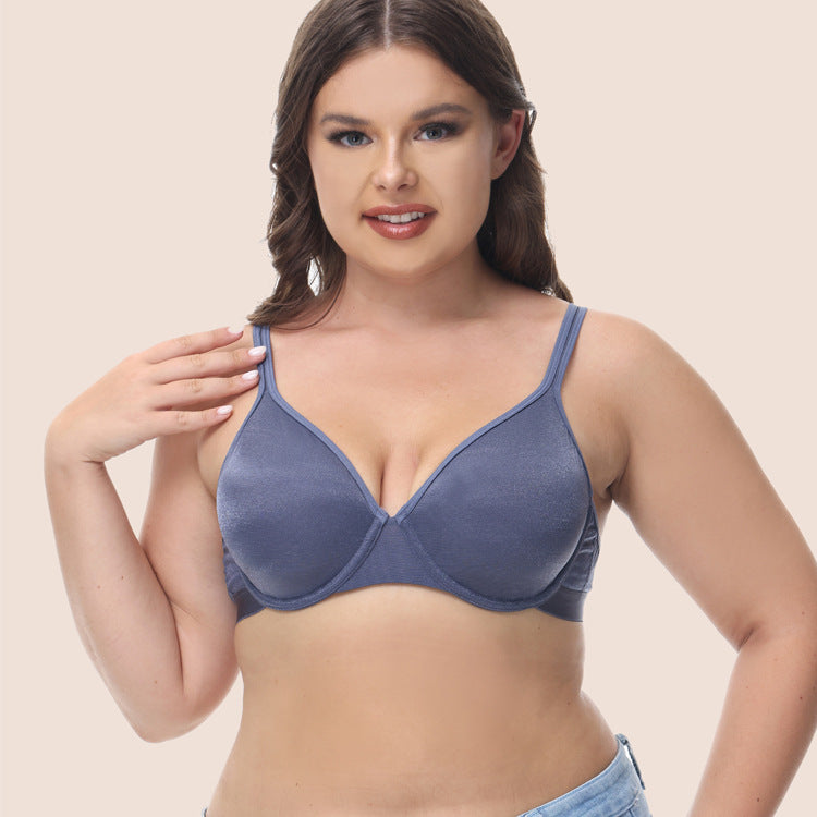 Freedombeauty | Metallic Shiny plus Size Ultra-Thin Bra European and American Underwear Women's Breast Contracting Bra Cdefgh Cup