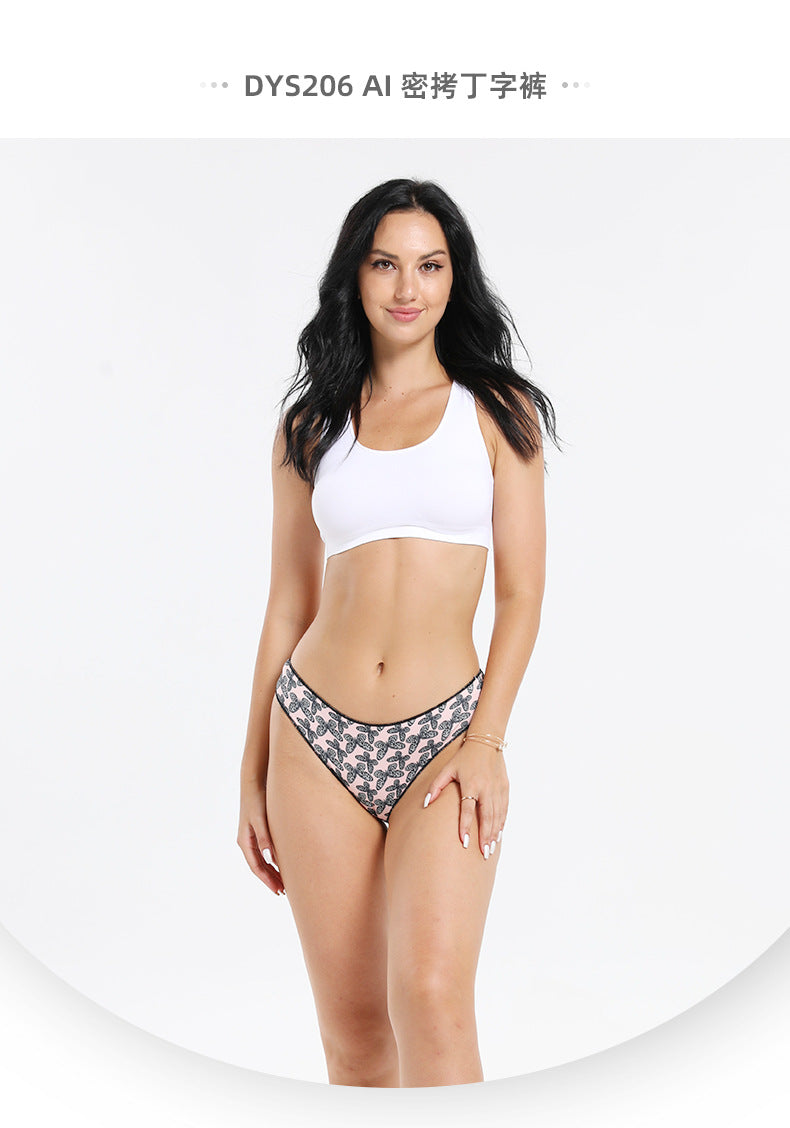 Freedombeauty | plus Size Cotton Underwear Girls Low Waist Hip Lifting Invisible Briefs Pattern T-Back Knitted Support