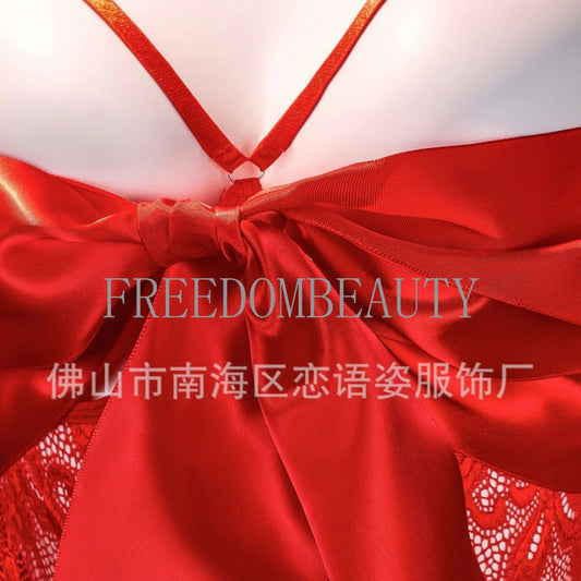 Freedombeauty | Sexy Lingerie Open-End Dew Suit Transparent Temptation Sexy Pure Desire Style Jumpsuit Uniform