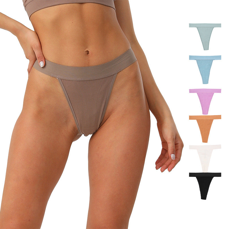 Freedombeauty | Underwear Pure Cotton Women's High Waist Non-Side Seam Women's Pure Cotton European and American Invisible G-string Sexy