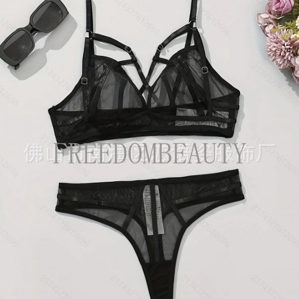 Freedombeauty | Fashion Sweet Pure Desire Wind Elastic Mesh Charm Temptation Sexy Underwear Suit