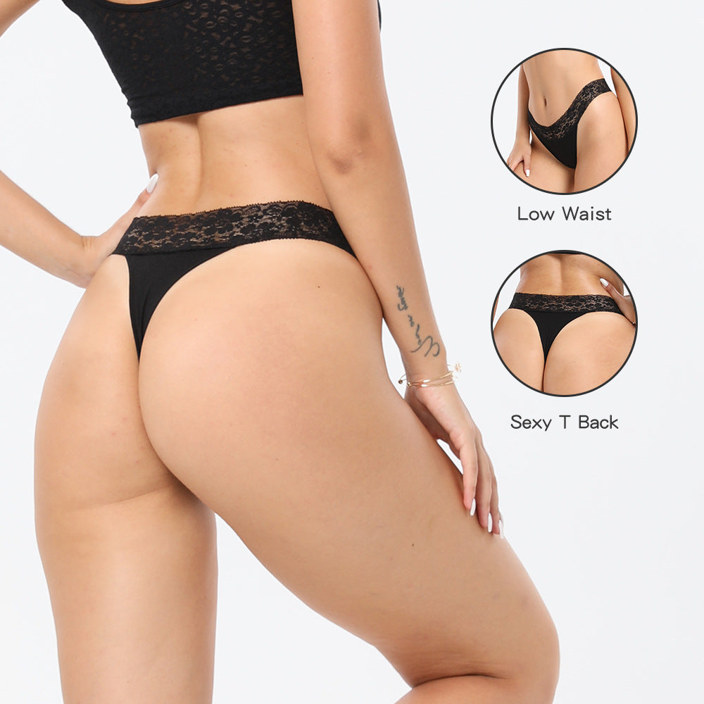 Freedombeauty | New Panties Cotton Women Lace Sexy Low Waist Seamless Breathable Invisible Underpants Simple Female T-Back