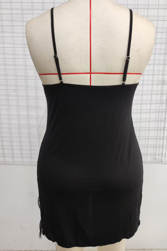 Freedombeauty | European and American Ladies Pajamas plus Size Sexy Lingerie Plussize Deep V Suspender Skirt plus Size