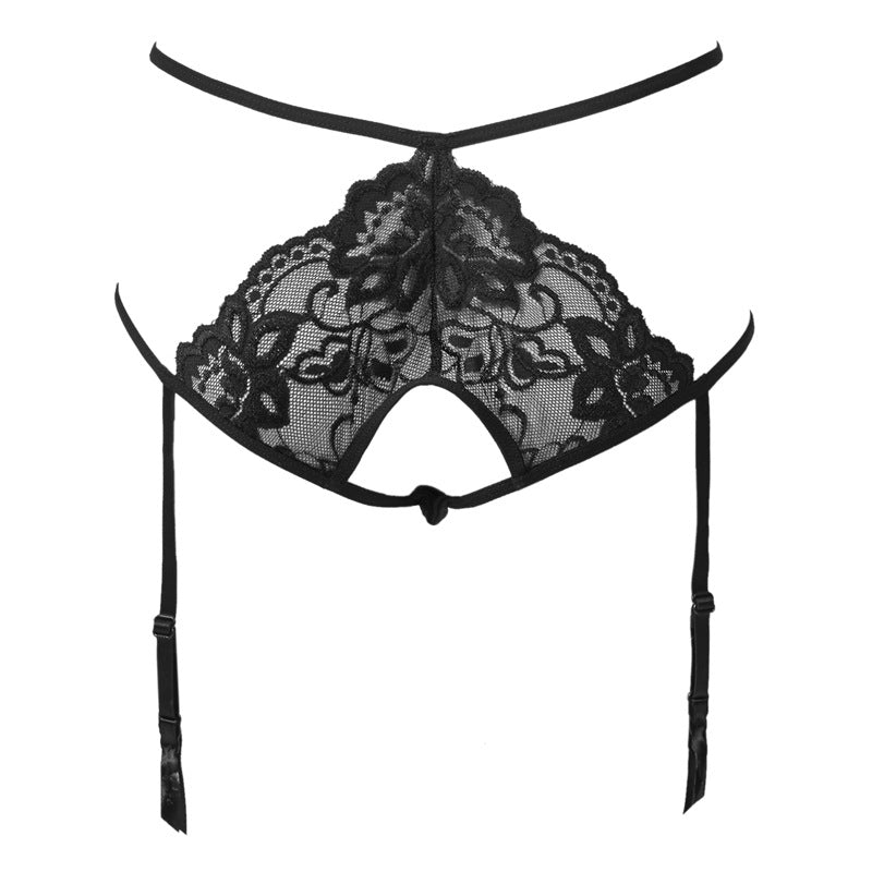 FREEDOMBEAUTY | FQ2599 bella hollow lace bra hip panties thin strap sexy seduction suit women's garter belt cross-border