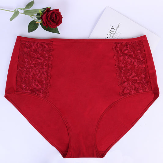 Freedombeauty | plus Size Red Underpants Women's Pure Cotton 130.00kg Life Dragon Year Wedding Celebration Sexy Lace Briefs Rich Shorts