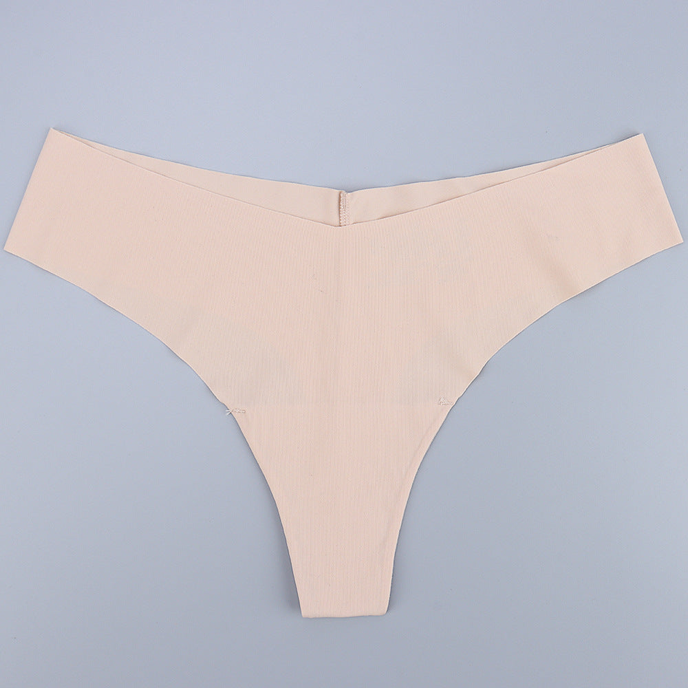 Freedombeauty | Seamless T-Back Women's Sexy Comfortable Low Waist Briefs Nude Feel Sewing Ice Silk Girls' Breathable Underwear in Stock