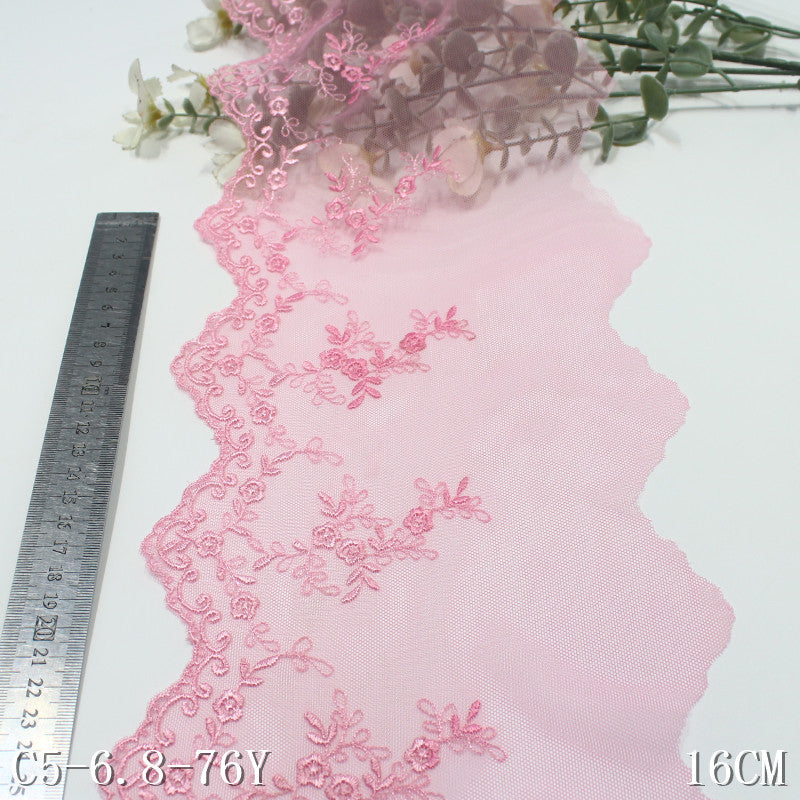 freedombeauty|Two-Color French Style Single Wave Small Flower Mesh Embroidery 16cm Curtain Sofa Cushion Lace Trim DIY Accessories