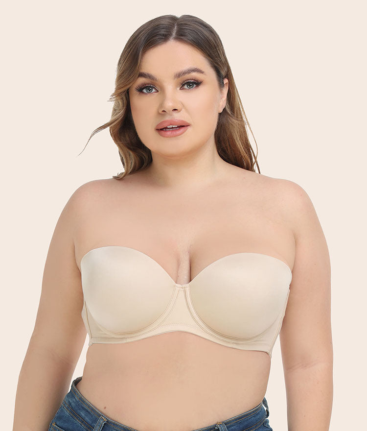 Freedombeauty | Silicone-Free Thin Cup European and American plus Size Non-Slip Bra Tube Top Underwear Wedding Bra Versatile Bcdefg