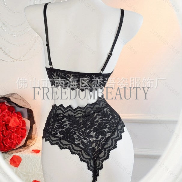 Freedombeauty | Sexy Lace Charm Bow Backless Low Waist Sweet Lady Sexy Sleepwear Suit New