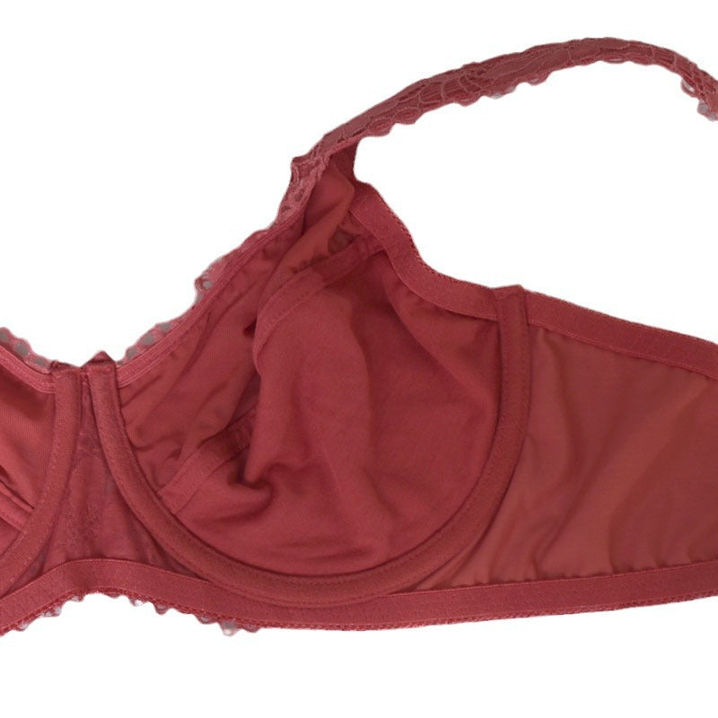 Freedombeauty | Big Chest with Steel Ring and Small Push up Red plus Size Underwear for Birth Year Ultra-Thin Lace Bra 85d-105f