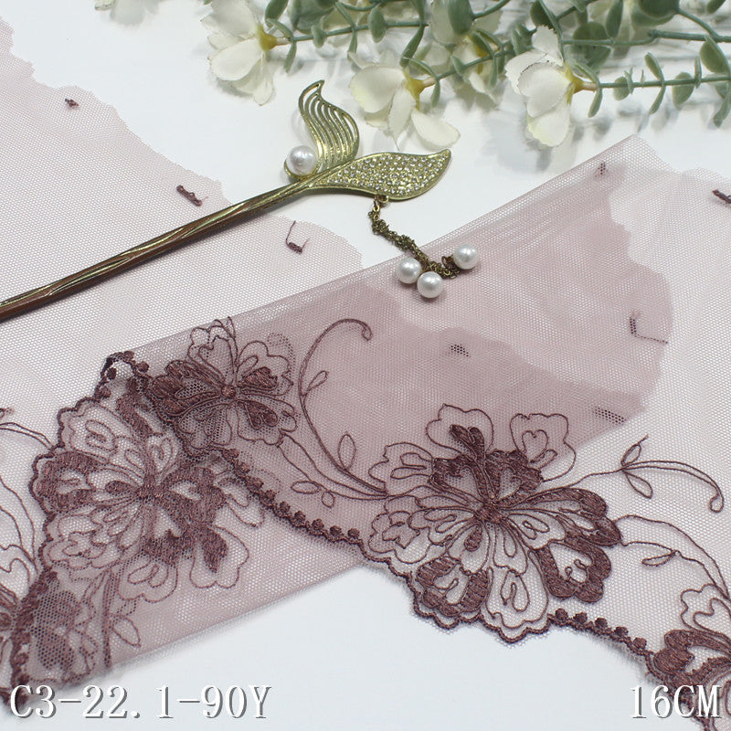 freedombeauty|Two-Color Single-Sided Vintage Floral Lightweight Stretch Embroidery 15cm Clothing Home Textile Lace Trim Accessories
