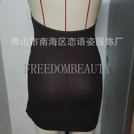 Freedombeauty | Hot Sale Sexy Lingerie Sexy Sweet Style Halter Spaghetti Straps Secretary Uniform Hip Skirt