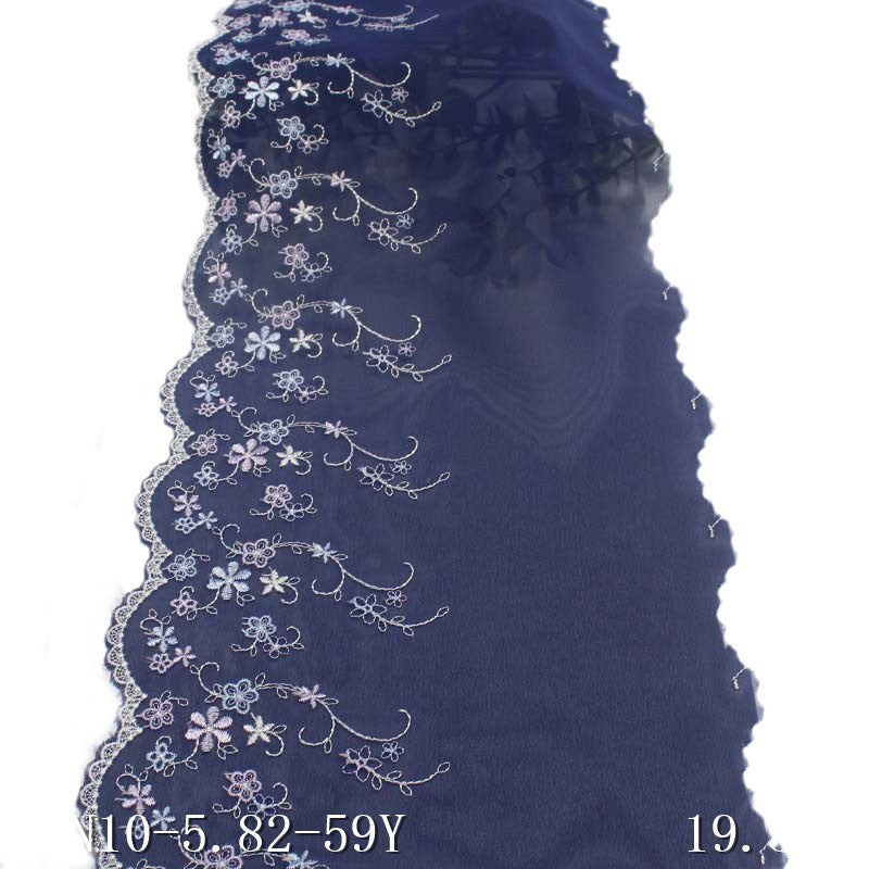 Freedombeauty | Blue Chiffon Unilateral Polyester Thread Small Flower Embroidery Lace DIY Curtain Sofa Cushion Lace Accessories