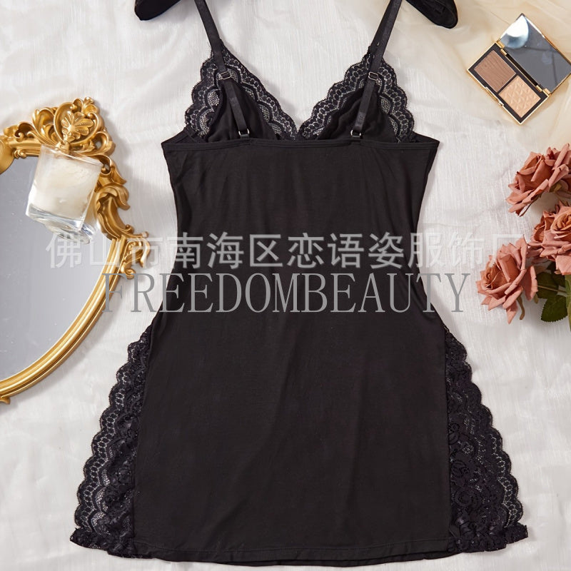 Freedombeauty | Sexy Lingerie Modal Split Sexy Fashion Charm Pure Desire Style Pajamas Bud