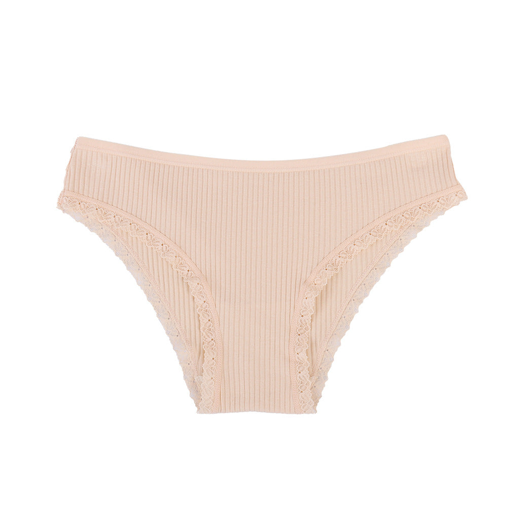 Freedombeauty | New Pure Cotton Women's Underwear European and American Low Waist Hip Lifting Sexy Lace Briefs