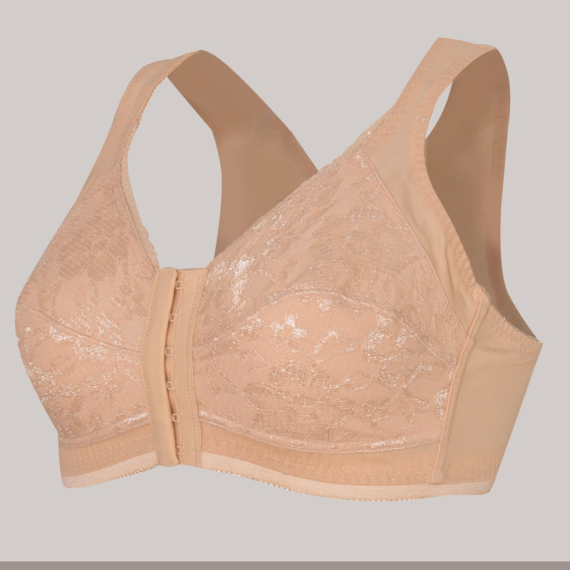 Freedombeauty | Cross-Level European and American Ultra-Thin Lace Front Buckle plus Size Bra Short Vest Underwear Wireless Sleep Home