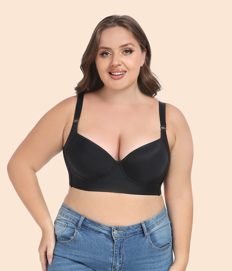Freedombeauty | European and American Underwear Glossy Big Chest Small Multi-Breasted Adjustable Push up plus Size Bra Bcdefg