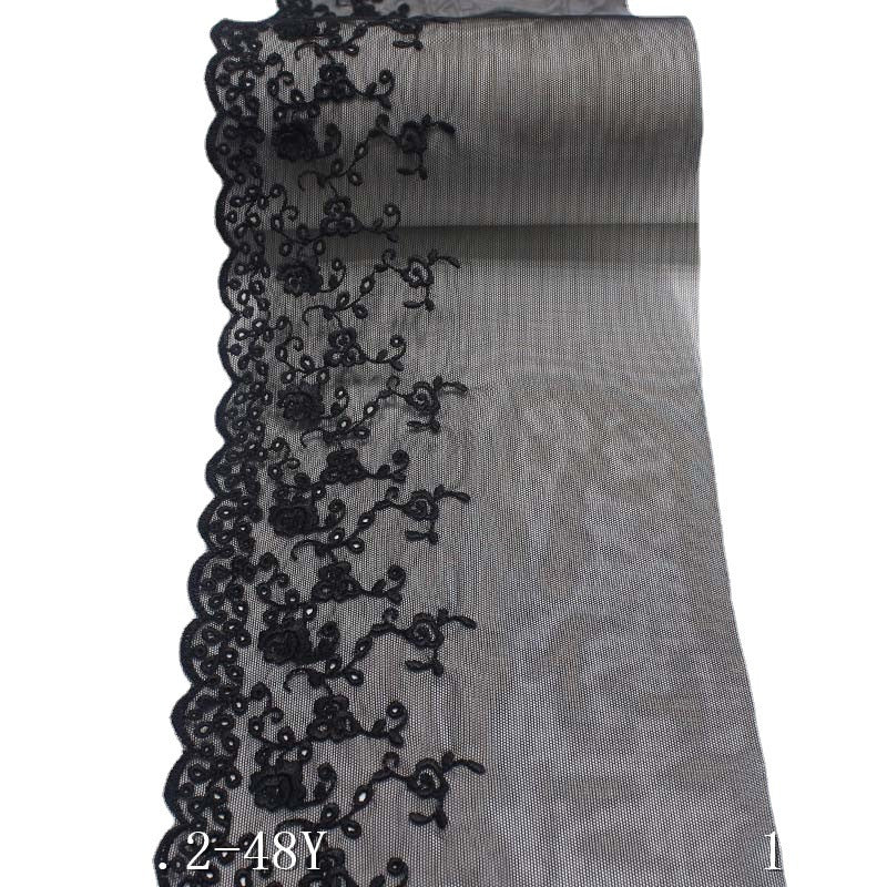 Freedombeauty | Black Single Side Small Flower Embroidery Pattern Lace DIY Handmade Curtain Sofa Cushion Accessories Lace
