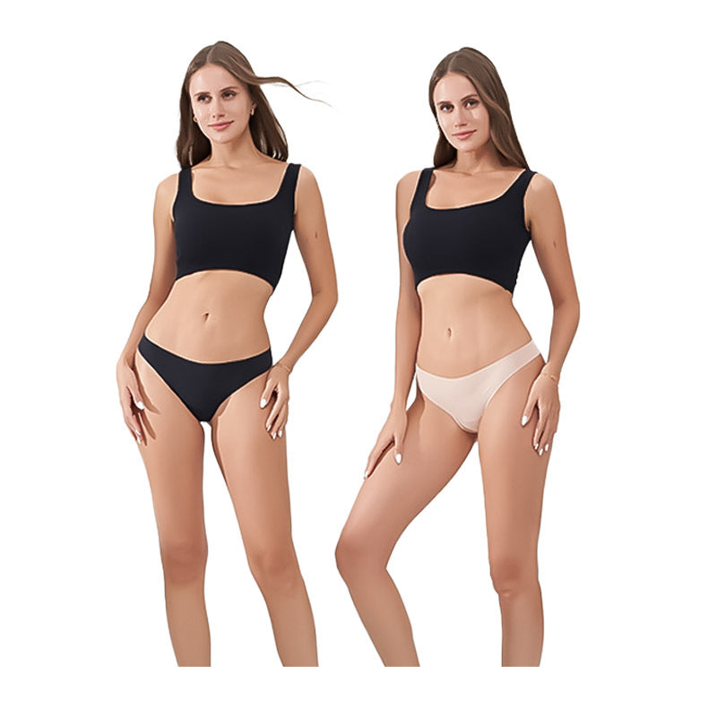 Freedombeauty | Seamless T-Back Women's Sewing Nude Feel Ice Silk Breathable Briefs Low Waist Sexy European and American Underwear