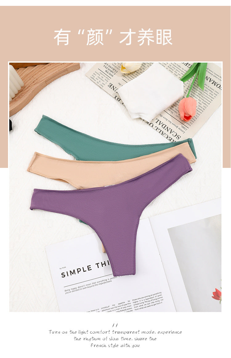 Freedombeauty | Women's Underwear Pure Cotton 2024 New Breathable Comfortable Candy Color Sexy Low Waist T-Back