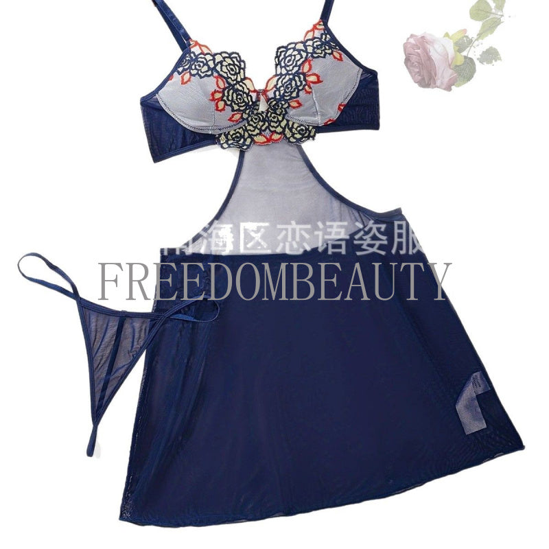 Freedombeauty | New Lace Sexy Night Skirt Suit Sexy Embroidery Fashion Pure Desire Style Sexy Sleepwear