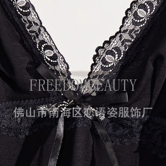 Freedombeauty | New Suspender Dress Lace Edge Sexy Charm Temptation Pure Desire Fashion Sexy Sleepwear Nightdress