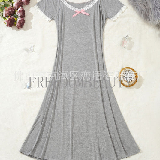 Freedombeauty | Lace Ruffled Short Sleeves Dress Sweet Hot Girl Charm Sexy Pure Desire Wind Waist-Tight Hip Skirt