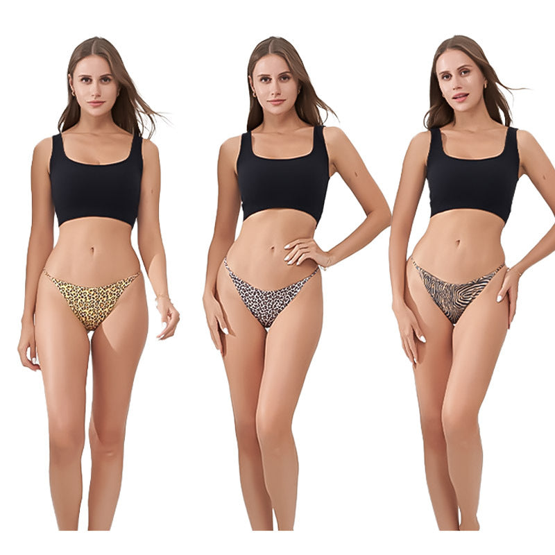 Freedombeauty | Leopard Print T-Back Women's Thin Belt Low Waist Sexy Briefs Breathable Invisible in Stock Support