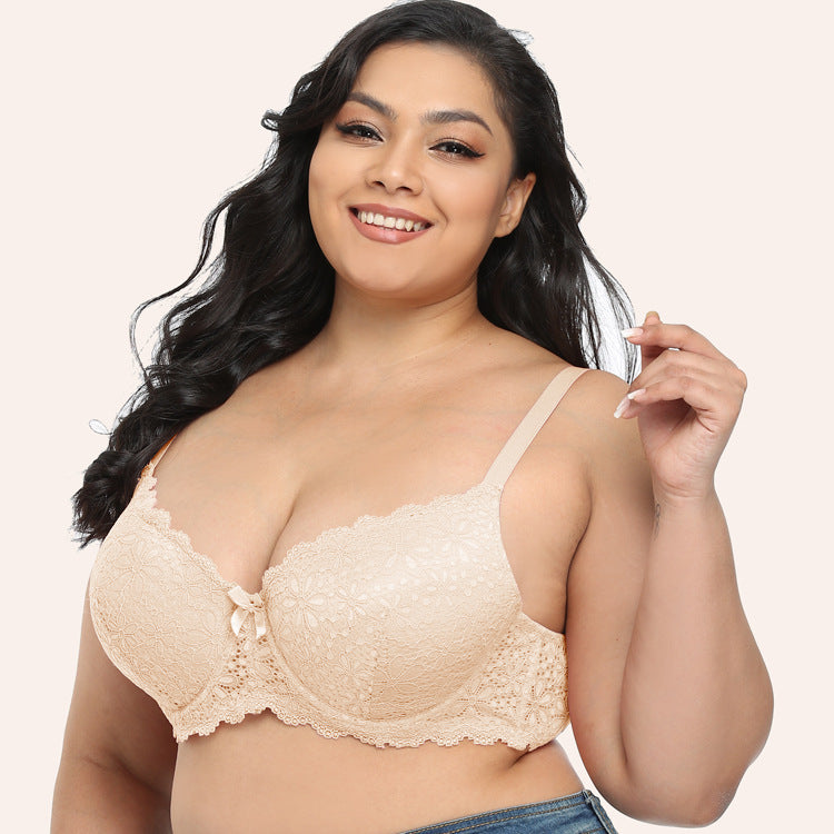Freedombeauty | New Underwear with Steel Ring Lace Thin Fat Sister plus Size Bra Gathered Full Cup